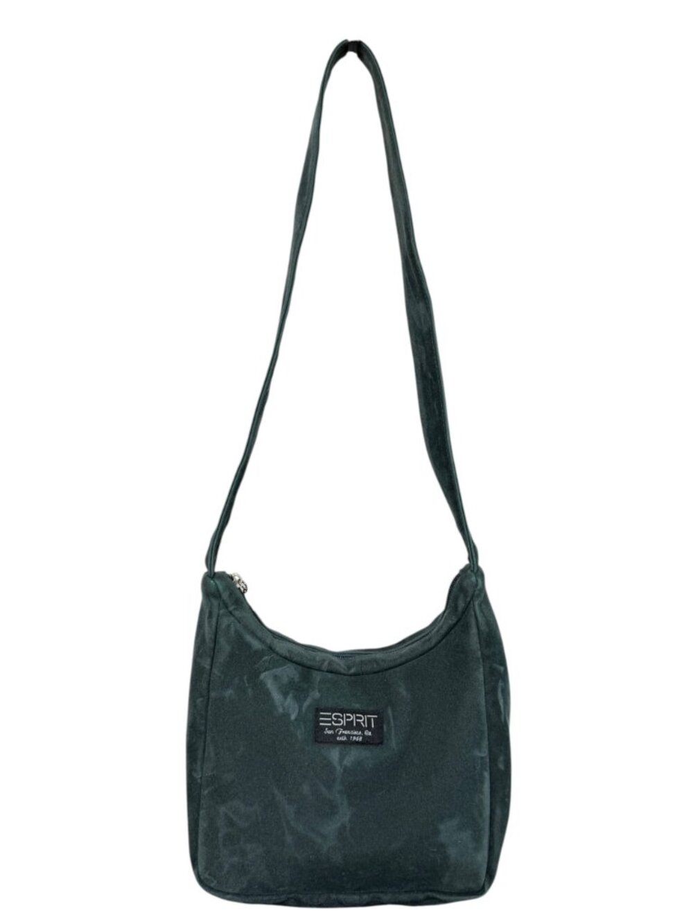 ESPRIT Y2K Crushed Velvet Shoulder Bag Hobo Green Vintage